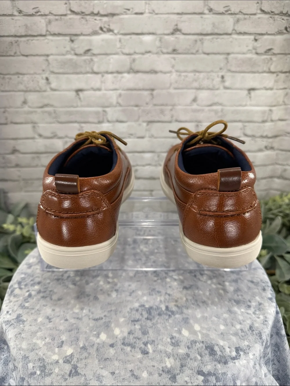 ASHFORD HAYES “Dozer” Caramel Perforated Round-Toe Dress Casual Oxfords Boys 5M